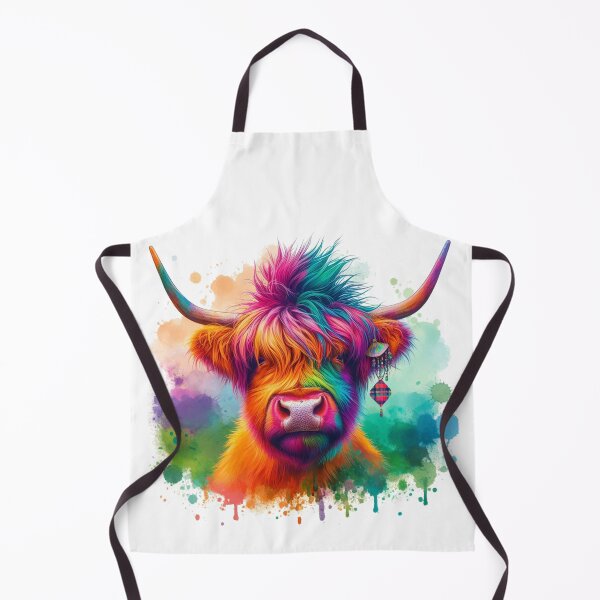 Item preview, Punk Rocker Scottish Highland Cow Colorful Watercolor designed and sold by MaedK.