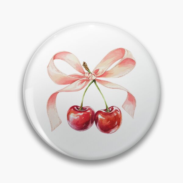 Item preview, Modern Trendy Watercolor Coquette Cherry Ribbon Pink Design Happy Valentine's Day  designed and sold by SOUFIANE1991.