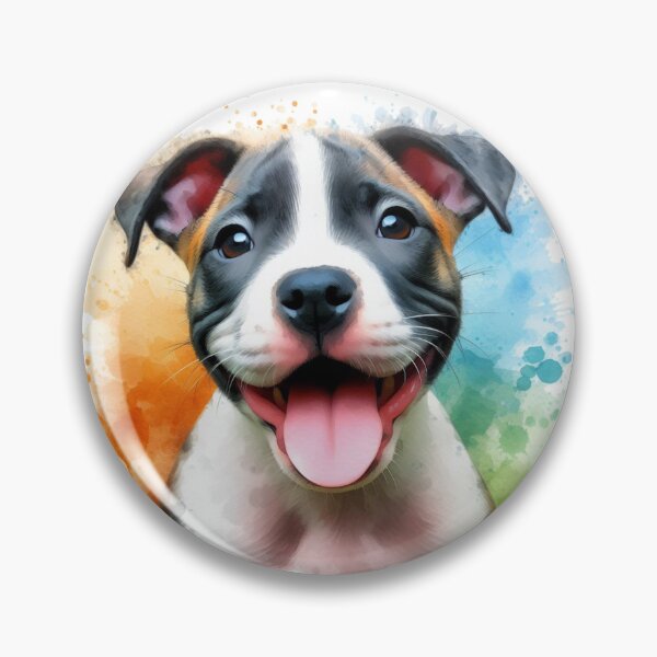 Item preview, Cute Happy Staffy Puppy Watercolor Portrait designed and sold by MaedK.