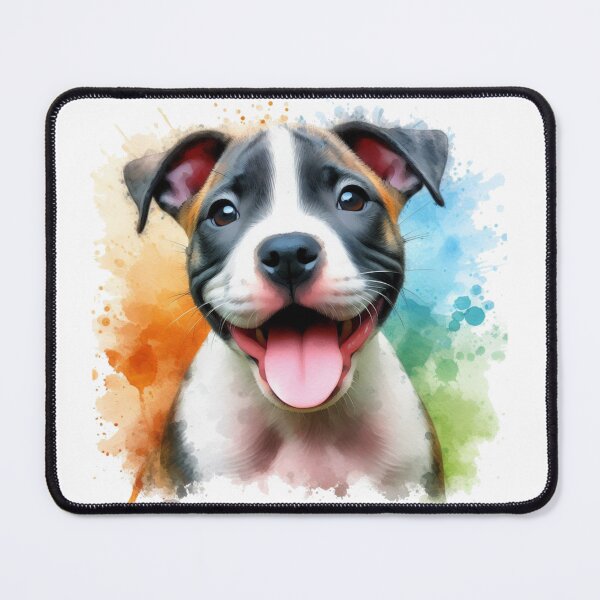 Item preview, Cute Happy Staffy Puppy Watercolor Portrait designed and sold by MaedK.