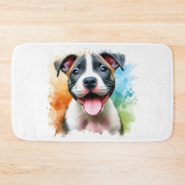 Item preview, Cute Happy Staffy Puppy Watercolor Portrait designed and sold by MaedK.