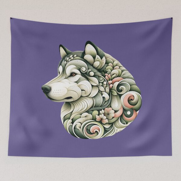 Item preview, Botanical Alaskan Malamute Dog Illustration Nature Art 6 designed and sold by BirdsnStuff.