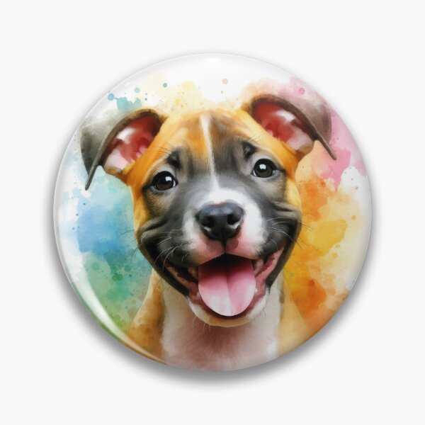 Item preview, Cute Happy Staffy Puppy Watercolor Portrait designed and sold by MaedK.