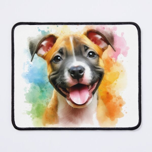 Item preview, Cute Happy Staffy Puppy Watercolor Portrait designed and sold by MaedK.