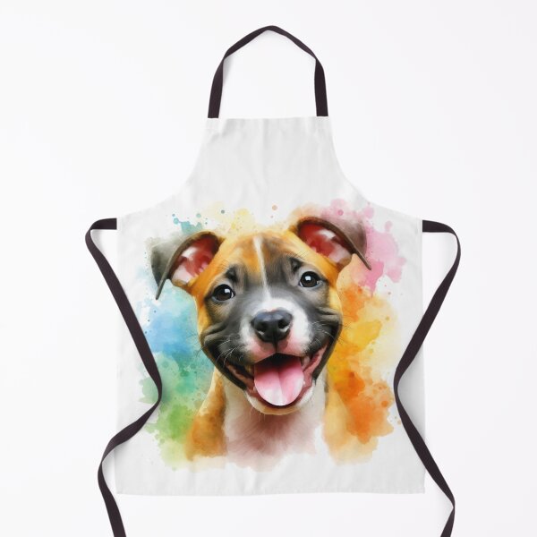 Item preview, Cute Happy Staffy Puppy Watercolor Portrait designed and sold by MaedK.