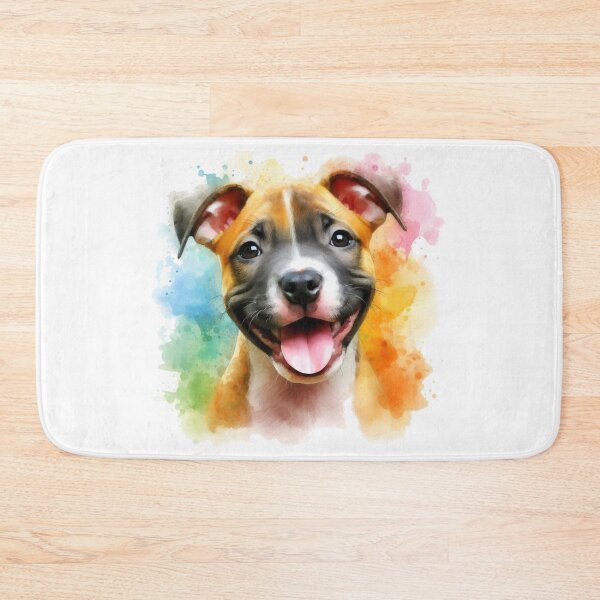 Item preview, Cute Happy Staffy Puppy Watercolor Portrait designed and sold by MaedK.