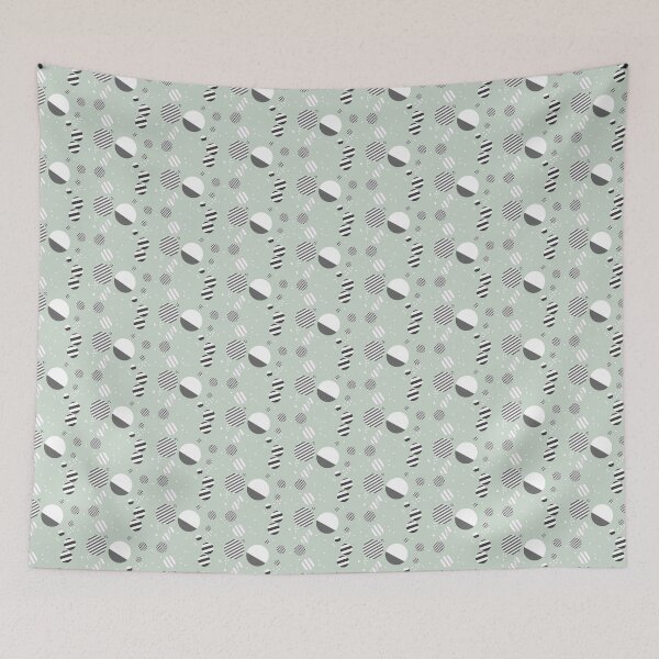 Item preview, Black and white neutral geometric pattern | grey geometrical striped dots circles  designed and sold by lausn.