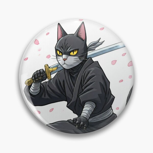 Item preview, Ninja Cat In Sakura Cherry Blossoms designed and sold by Pattern Unhinged.