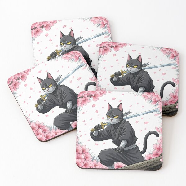 Item preview, Ninja Cat In Sakura Cherry Blossoms designed and sold by Pattern Unhinged.