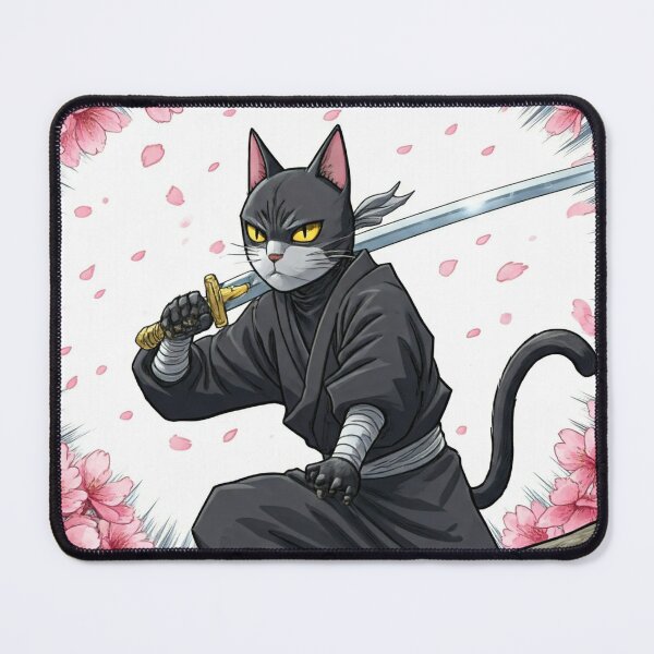 Item preview, Ninja Cat In Sakura Cherry Blossoms designed and sold by Pattern Unhinged.