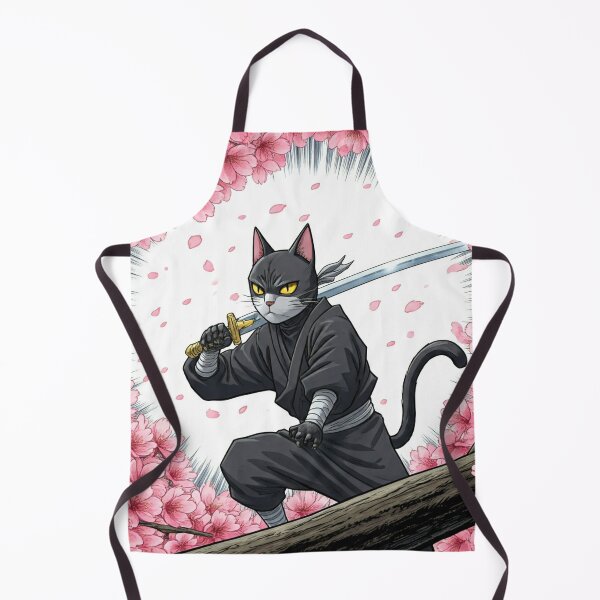Item preview, Ninja Cat In Sakura Cherry Blossoms designed and sold by Pattern Unhinged.