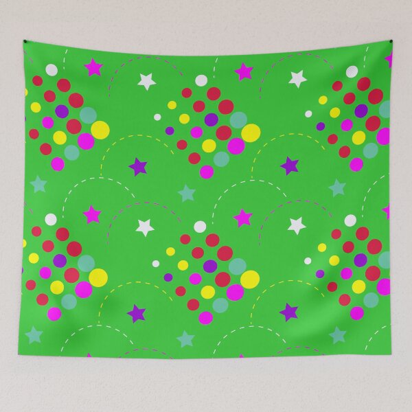 Item preview,  A bright pattern of stars and circles on green designed and sold by ANVivid.