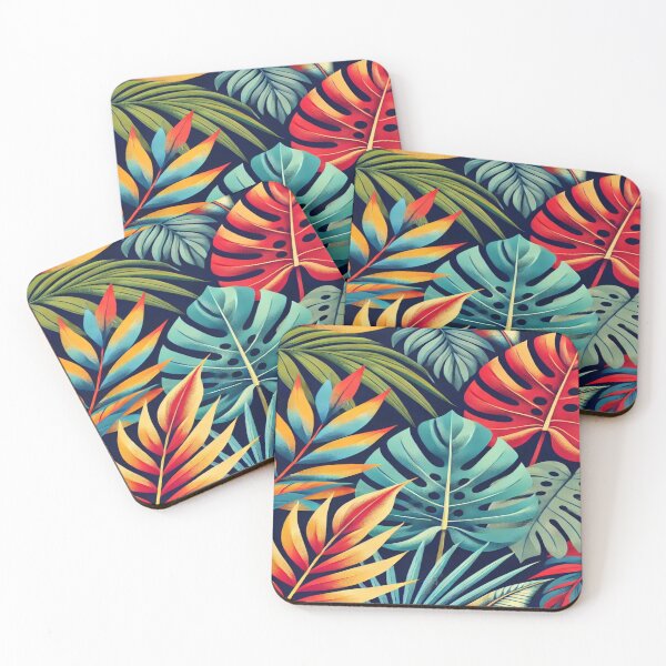 Item preview, Bold Tropical Leaves Pattern on Navy Blue designed and sold by 0Mystica0.