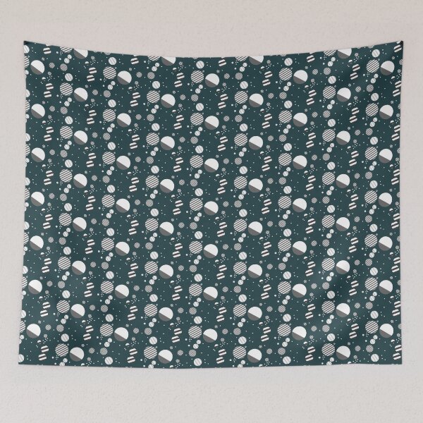 Item preview, Deep teal geometric pattern | Dark blue green abstract geometrical dots circles  designed and sold by lausn.
