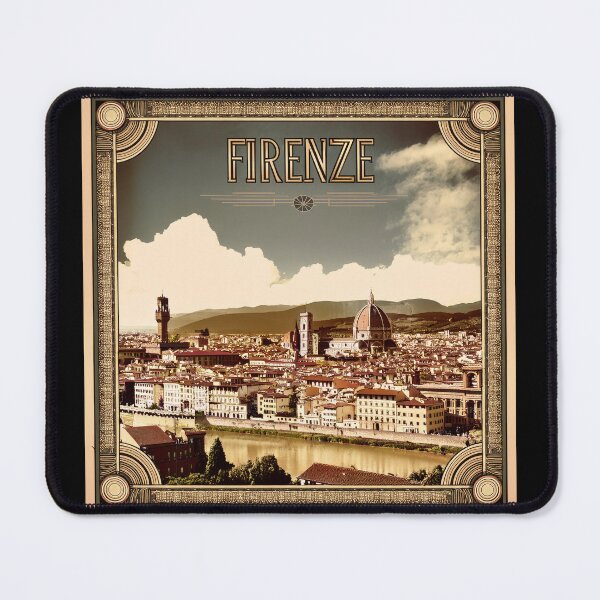 Item preview, Vintage Travel Poster Florence – Firenze Art Deco Retro Design of Tuscany & Ponte Vecchioo & Cathedral designed and sold by pod24.