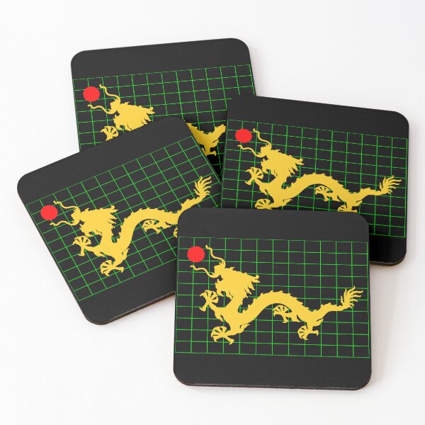 Item preview, Golden Imperial Chinese Dragon with Red Sun on Green Grid designed and sold by Mon & Matrix.