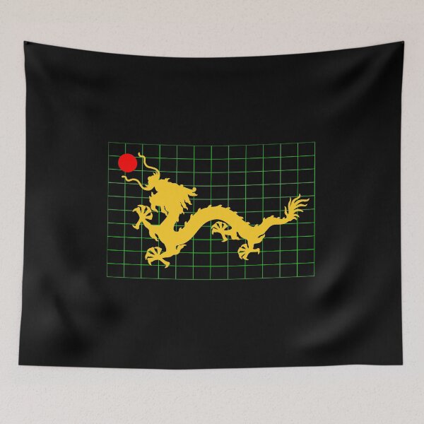 Item preview, Golden Imperial Chinese Dragon with Red Sun on Green Grid designed and sold by Mon & Matrix.