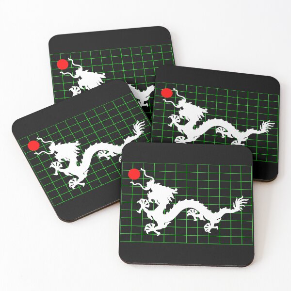 Item preview, White Imperial Chinese Dragon with Red Sun on Green Grid designed and sold by Mon & Matrix.