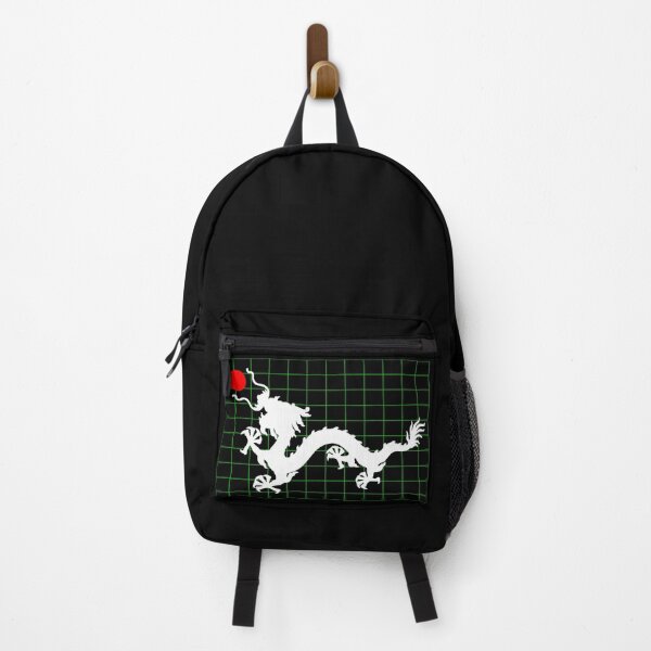 Item preview, White Imperial Chinese Dragon with Red Sun on Green Grid designed and sold by Mon & Matrix.
