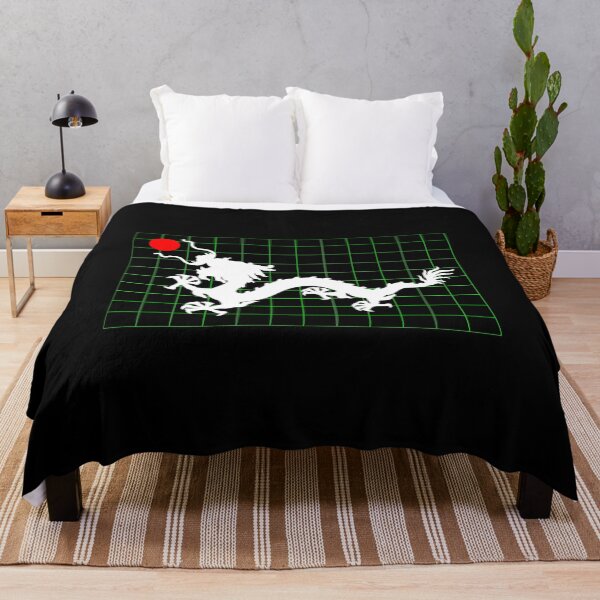 Item preview, White Imperial Chinese Dragon with Red Sun on Green Grid designed and sold by Mon & Matrix.