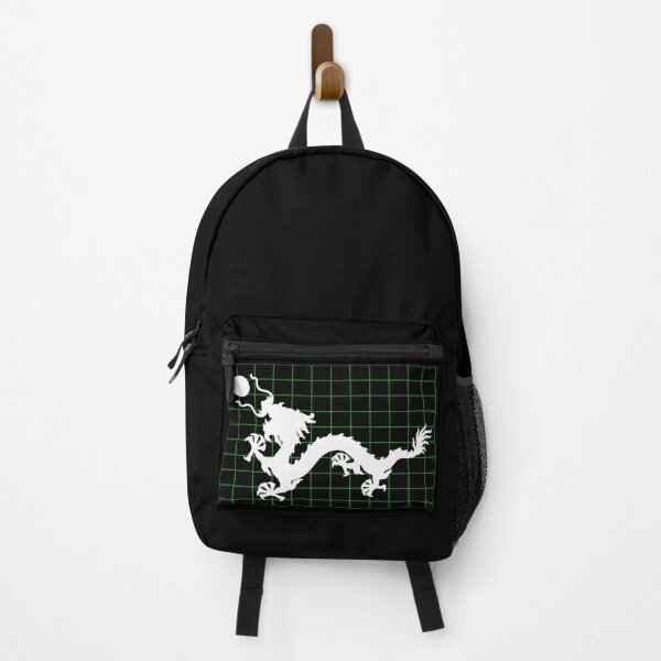 Item preview, White Imperial Chinese Dragon on Green Grid designed and sold by Mon & Matrix.