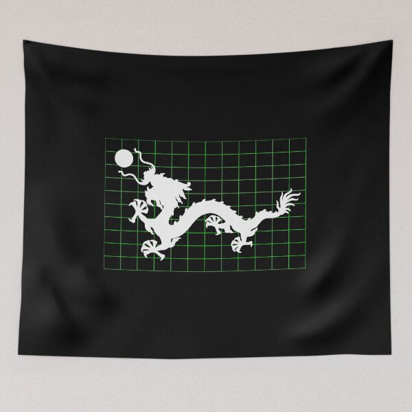 Item preview, White Imperial Chinese Dragon on Green Grid designed and sold by Mon & Matrix.