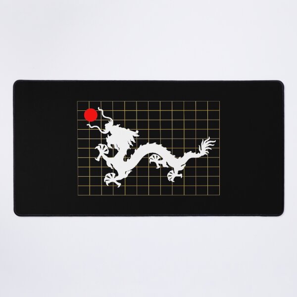Item preview, White Imperial Chinese Dragon with Red Sun on Gold Grid designed and sold by Mon & Matrix.