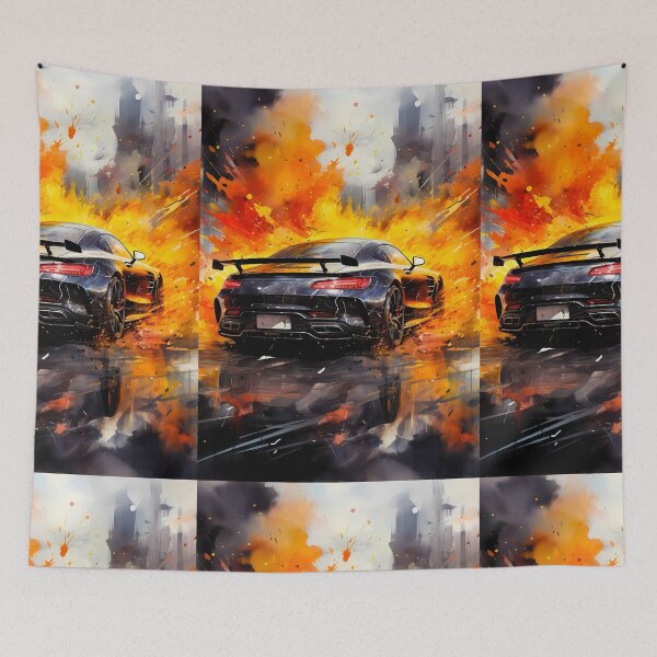 Item preview, Sports Car In Motion Through The Flames designed and sold by RevUpDesign.