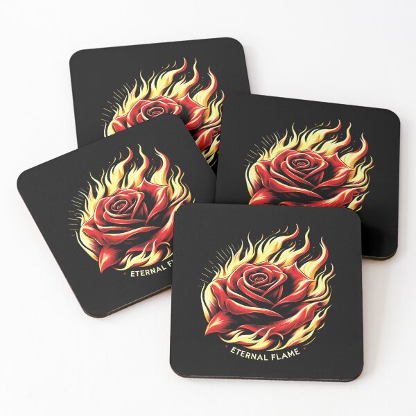 Item preview, Eternal Flame: Golden Flames Embracing A Scarlet Rose designed and sold by SplashTastic.