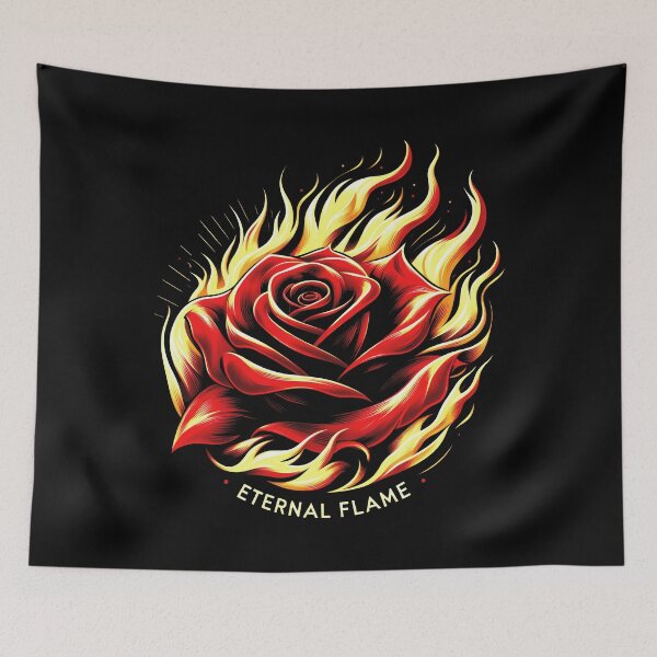 Item preview, Eternal Flame: Golden Flames Embracing A Scarlet Rose designed and sold by SplashTastic.