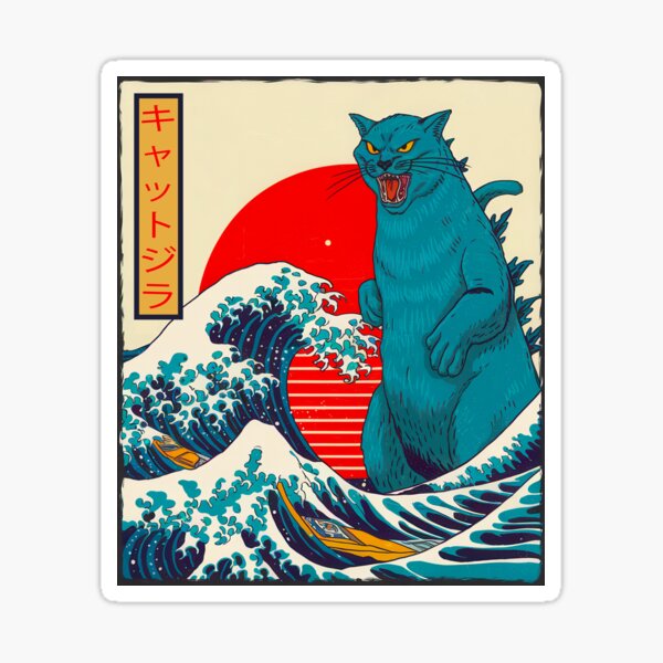 Vista previa del artículo con la obra «Catzilla», diseñado y vendido por Angry Swan Designs.