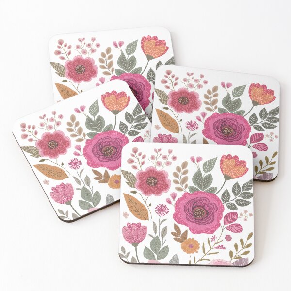 Item preview, Pink flower and leaf pattern designed and sold by celiacreatec.