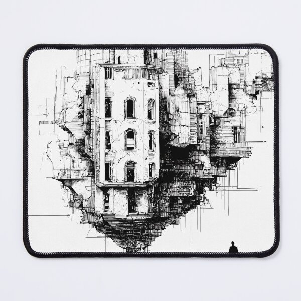 Item preview, sketch style of buildings, concept of urban levitation  designed and sold by Ariadna de Raadt.