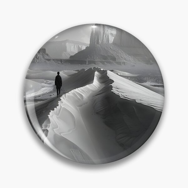 Item preview, Solitary figure amidst vast desert landscape at dusk designed and sold by Artessie.