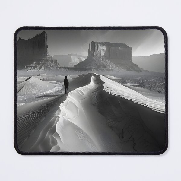 Item preview, Solitary figure amidst vast desert landscape at dusk designed and sold by Artessie.