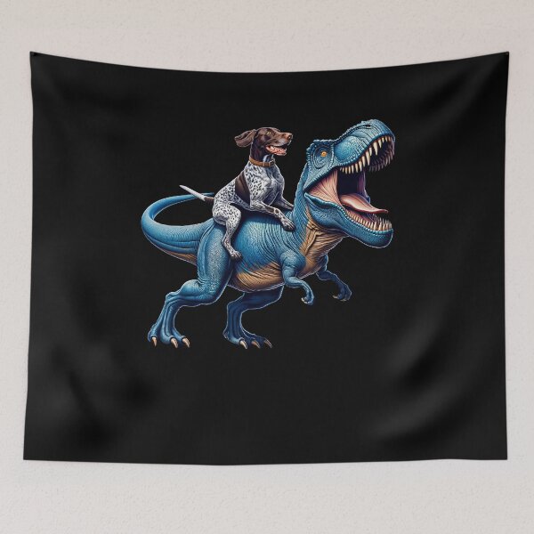 Item preview, German Shorthaired Pointer Riding Dinosaur Funny Lover designed and sold by Kimberley King Art  King Art.