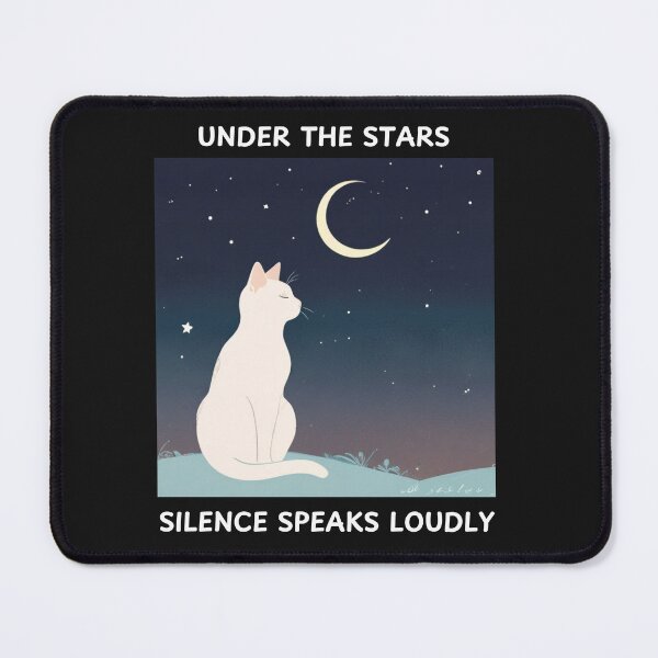 Item preview, White Cat , Feline , Cat,Under the Stars Silence Speaks Loudly designed and sold by DreamyCatopia.