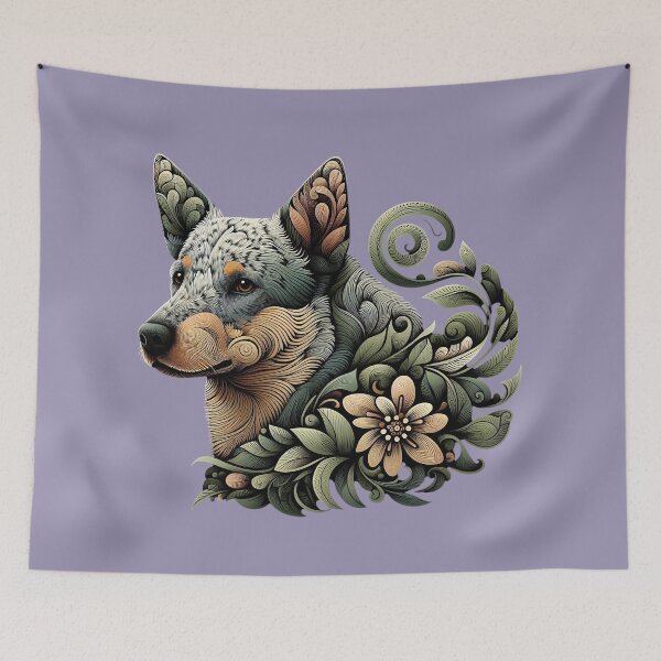 Item preview, Botanical Australian Cattle Dog Illustration Nature Art 6 designed and sold by BirdsnStuff.