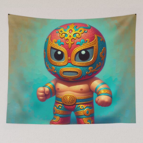 Item preview, Cute and funny luchador figurine print designed and sold by dulceguavashop.
