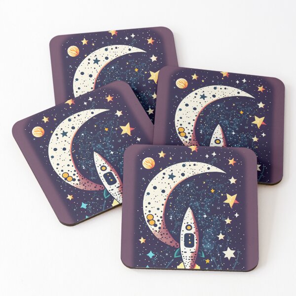 Item preview, Retro Rocket and Moon - Nostalgic Space Illustration designed and sold by CoreMinimal.