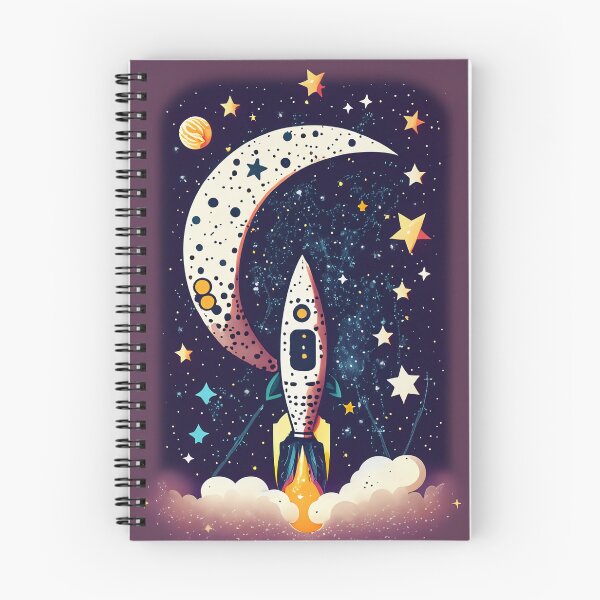 Item preview, Retro Rocket and Moon - Nostalgic Space Illustration designed and sold by CoreMinimal.