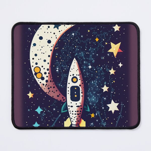 Item preview, Retro Rocket and Moon - Nostalgic Space Illustration designed and sold by CoreMinimal.