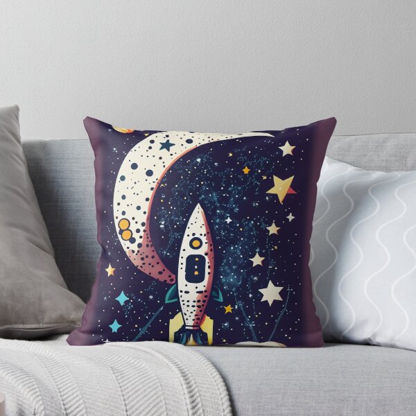 Item preview, Retro Rocket and Moon - Nostalgic Space Illustration designed and sold by CoreMinimal.