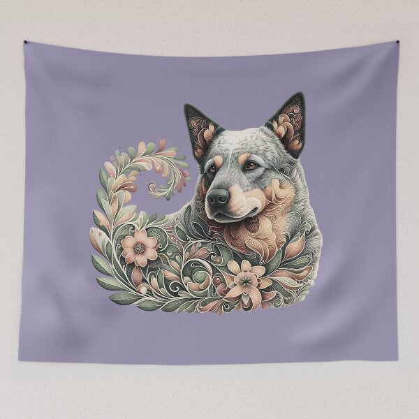 Item preview, Botanical Australian Cattle Dog Illustration Nature Art 7 designed and sold by BirdsnStuff.