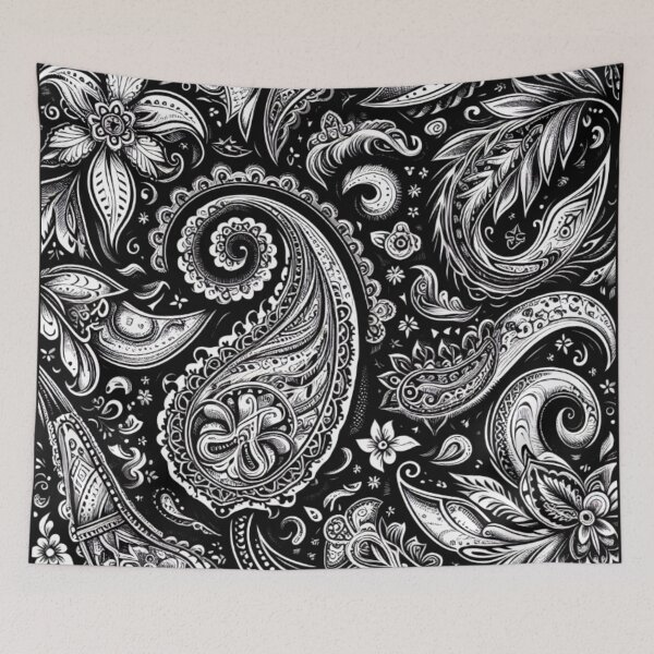 Item preview, Intricate Paisley Floral Mandala Design - Timeless Elegance in Black & White designed and sold by WildStroke.