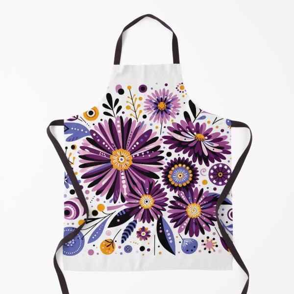 Item preview, Scandinavian Folk Art - Purple passion daisies by heidiannemorris designed and sold by FOLK ART FUSION.