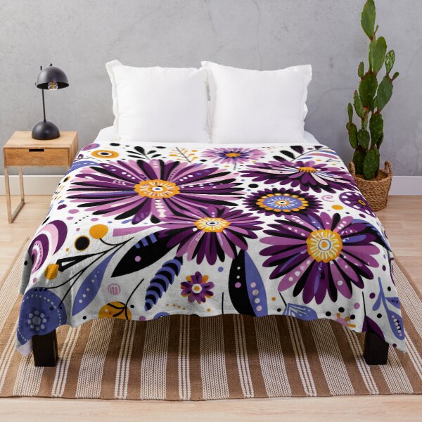 Item preview, Scandinavian Folk Art - Purple passion daisies by heidiannemorris designed and sold by FOLK ART FUSION.