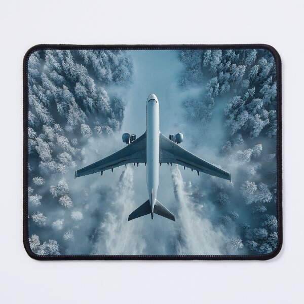 Item preview, Aerial view of airplane flying over snowy forest designed and sold by Artessie.