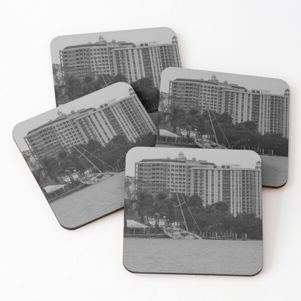 Item preview, Haunting monochrome photograph captures the aftermath of Hurricane Milton at Bayfront Park in Sarasota, Florida designed and sold by EyezWatchin.