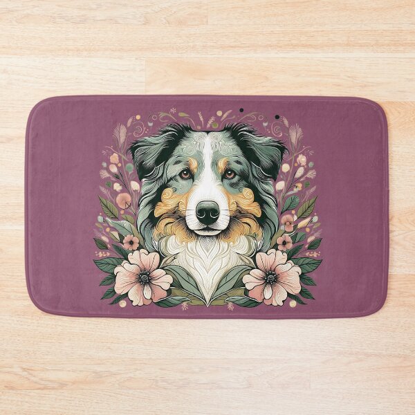 Item preview, Australian Shepherd Botanical Dog Illustration 1 designed and sold by BirdsnStuff.